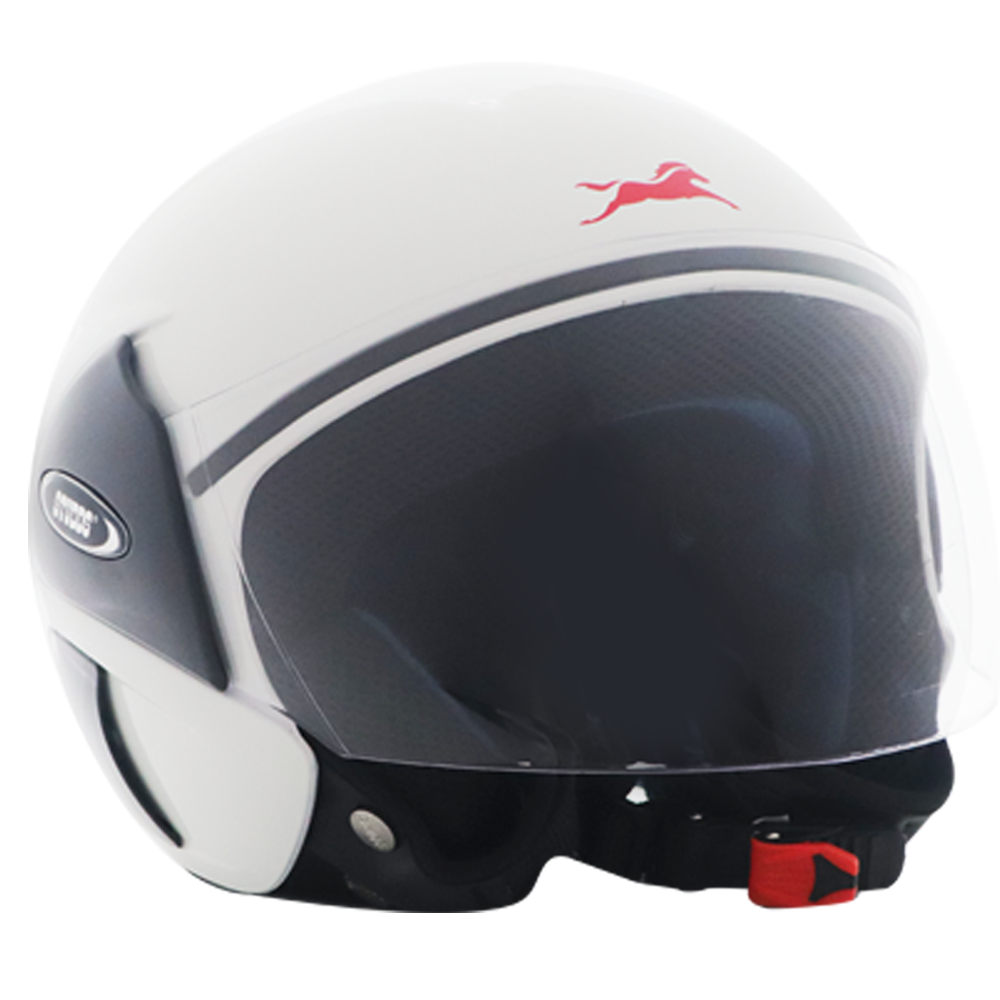 Half-Face Glossy White Helmet  Sleek and Protective